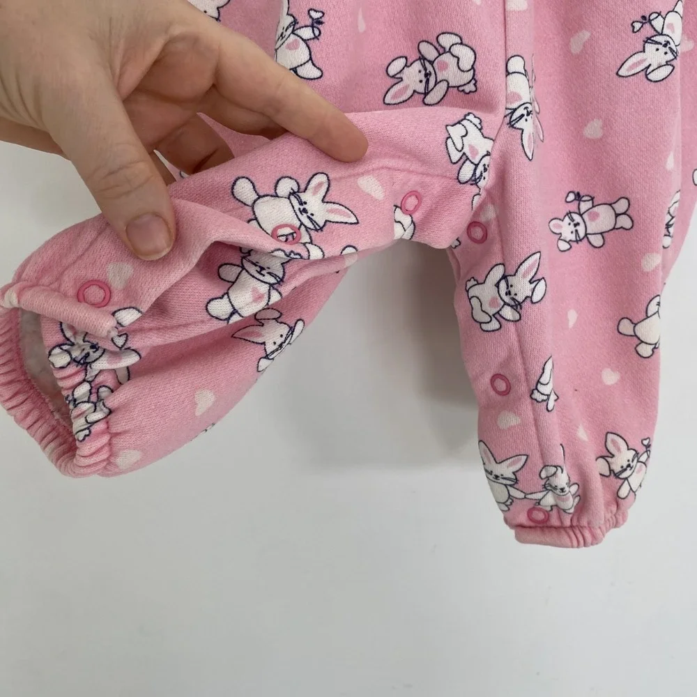 Vintage OshKosh B'Gosh Baby Easter Bunny‎ Romper Size 6-9 Months Pink Bubble USA